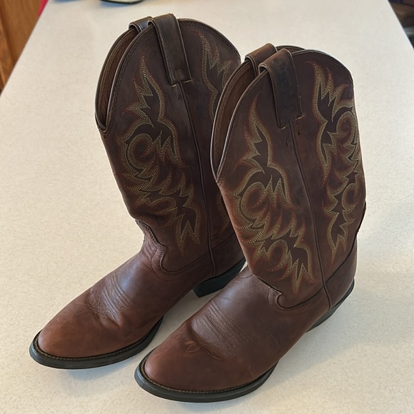 Justin 2551 Men's Stampede Western Western Boot Sorrel Apache Foot Med Round Toe - Picture 1 of 12